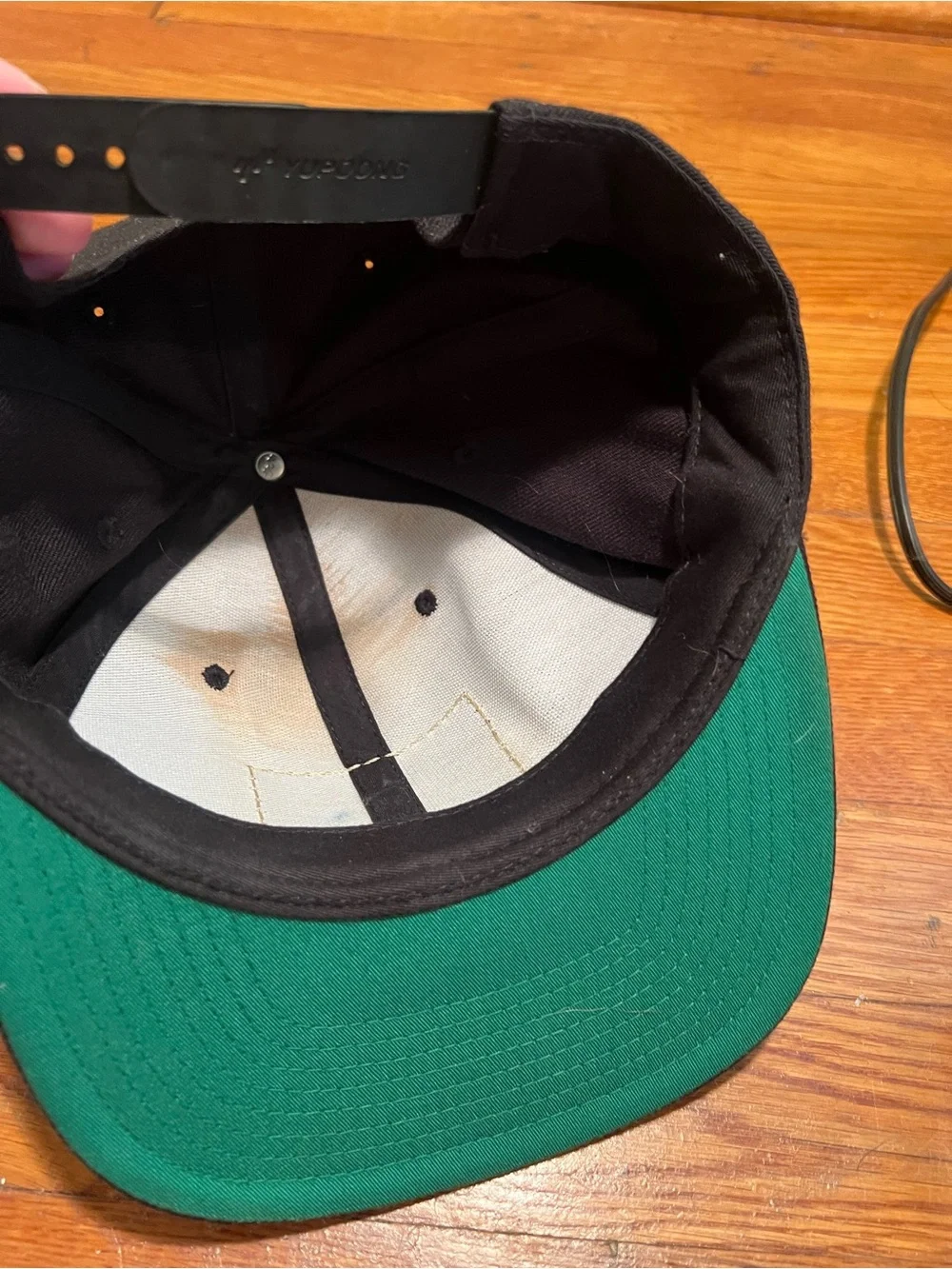 The Classics Yupoong Snapback Hat Black Live Fast Skull Leather Patch Acrylic